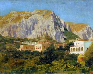 Galli Edoardo - Scorcio del paese di Capri con il monte Solaro